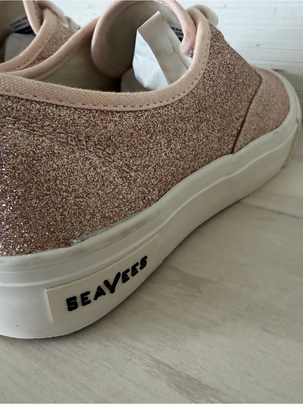 SeaVees J.Crew Sparkle Glitter Legend Sneakers Women’s Size 7.5 Rose Gold - Picture 8 of 11